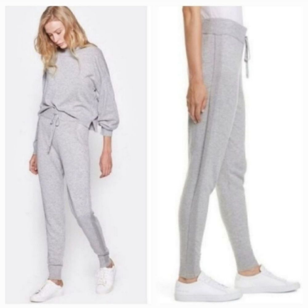 NEW Joie Jetta Metallic Side Stripe Wool Blend Joggers in Gray Size XL